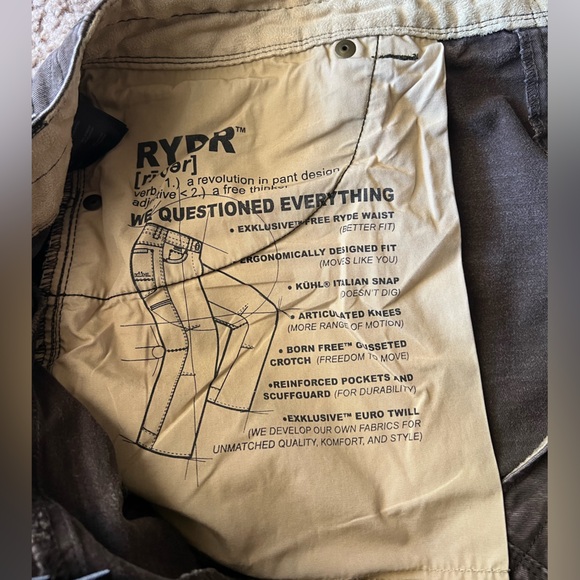 KUHL Rydr Pants Mens 38x30 Brown Canvas Utility Work Pant Straight Leg - Picture 6 of 11